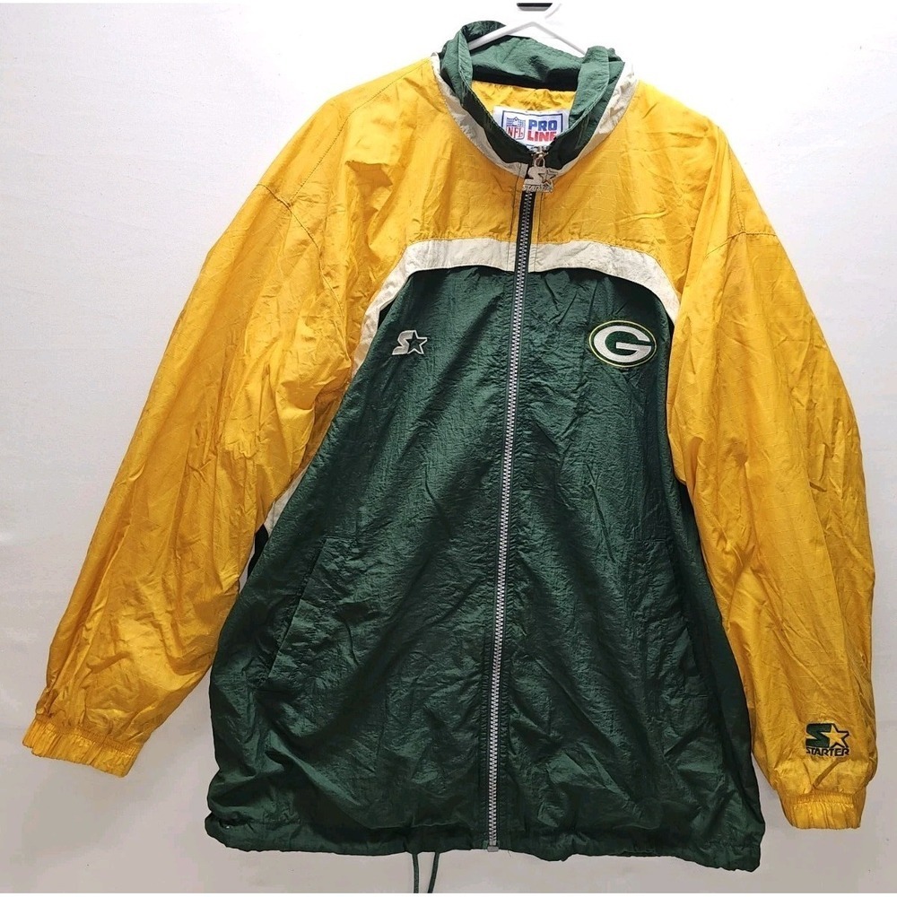 Vintage Green Bay Packers Starter Jacket Large L NFL Pro Line Windbreaker Hooded
